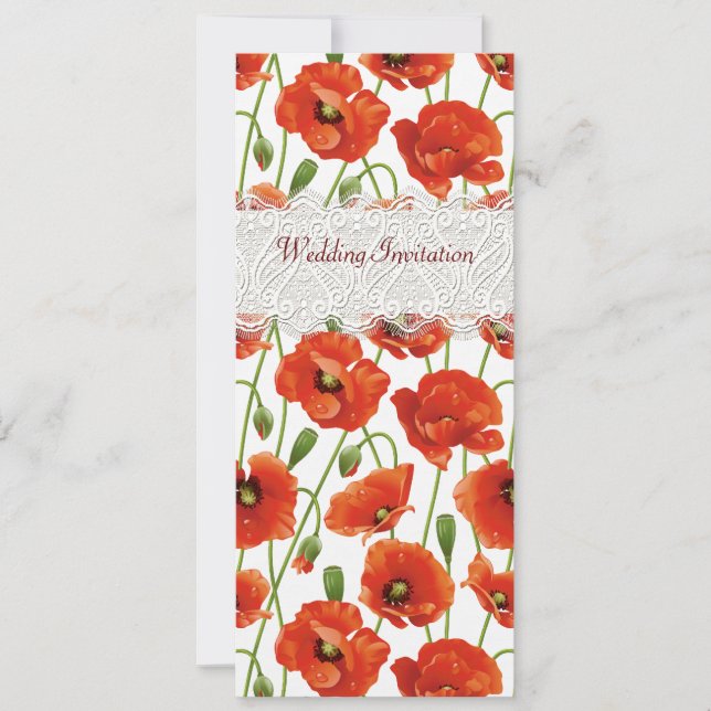 Amapolas rojas del verano que casan la invitación (Anverso)