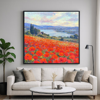Amapolas Rojas - Estilo de Arte Paisajístico Impre