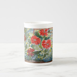Amapolas - taza de la porcelana de hueso