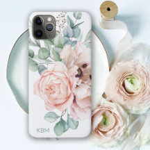 Amapolas y rosas en acuarela con tu monograma