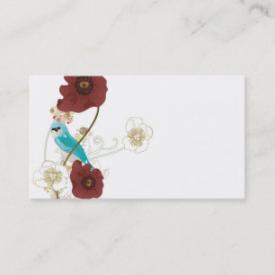 Amapolas y tarjeta de visita del pájaro