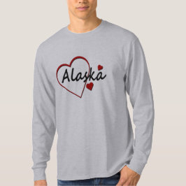 Amar a Alaska Corazones Hombres Camiseta de Larga
