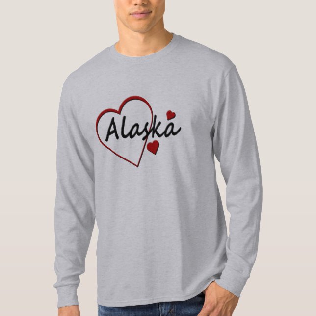 Amar a Alaska Corazones Hombres Camiseta de Larga  (Anverso)