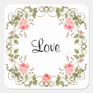 Amar a los Rosas Vintage Pegatinas Florales