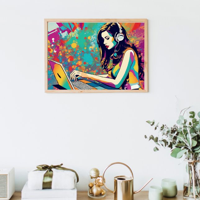 Amar a mi computadora, Poster de arte pop (Love My Computer Pop Art Poster)