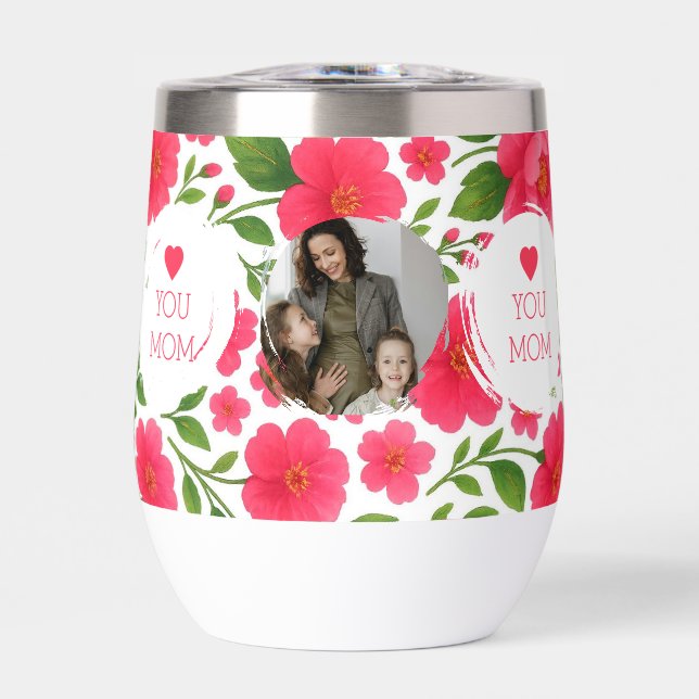 Amar a tu mamá Floral Botella de agua roja (Frente)