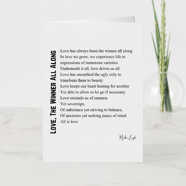 Amar al ganador desde el principio poema poesía (Anverso)