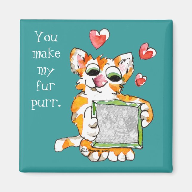 Amar al gato con un imán fotográfico Valentine (Frente)