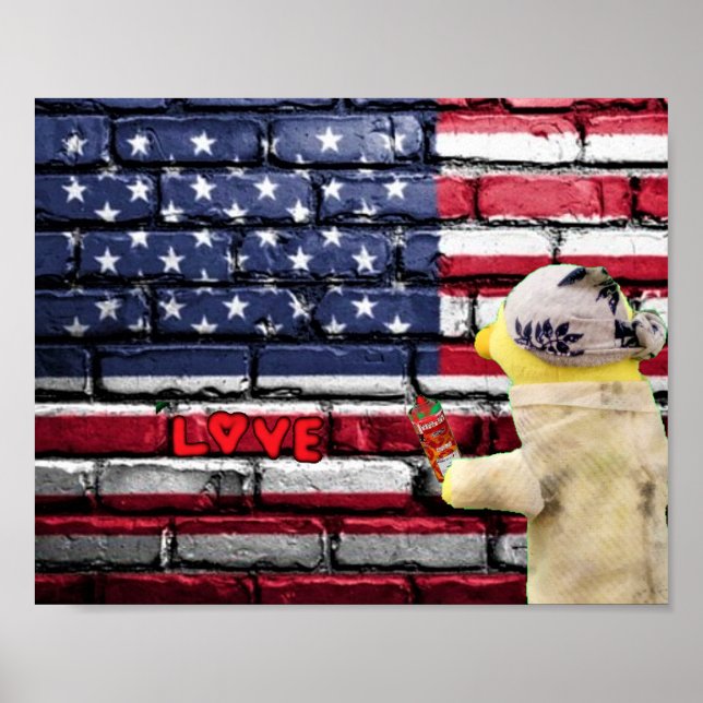 Amar arte de graffiti de la pared de USA. Póster (Frente)