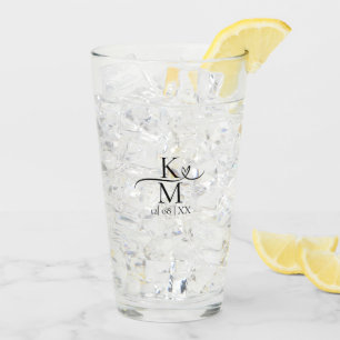 Amar caligrafía Iniciales Corazón Negro B&W ID940