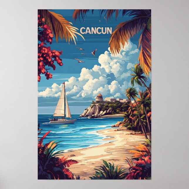 Amar Cancún México Viajes de Ilustracion de arte (Frente)