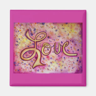 Amar el arte glamoroso rosa Inspirador imanes de p