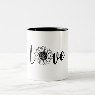 Amar el girasol dos tonos de taza de café