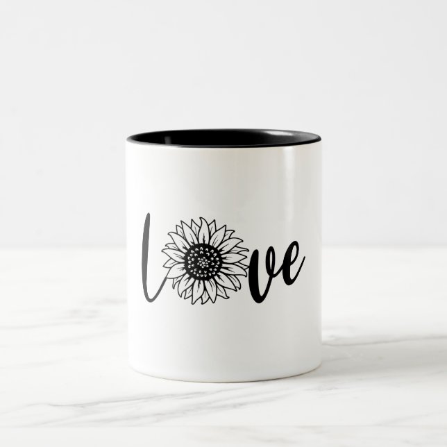 Amar el girasol dos tonos de taza de café (Centro)