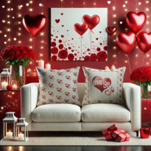 Amar el mármol rojo Corazón de San Valentín Cojín