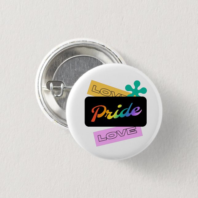 Amar el orgullo amor. LGBT+orgullo. botón Arcoiris (Anverso y reverso)