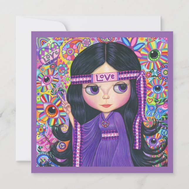 Amar el símbolo de paz infantil de la flor hippie  (Anverso)