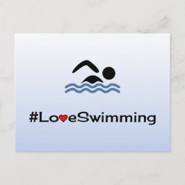 Amar la natación pictograma postal azul pálido