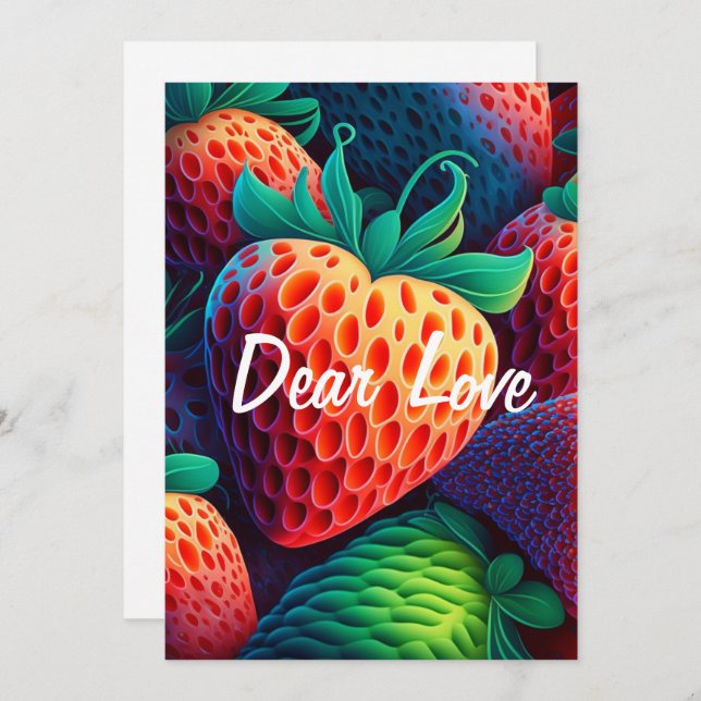 Amar la tarjeta de fresa para los amantes (Anverso / Reverso)