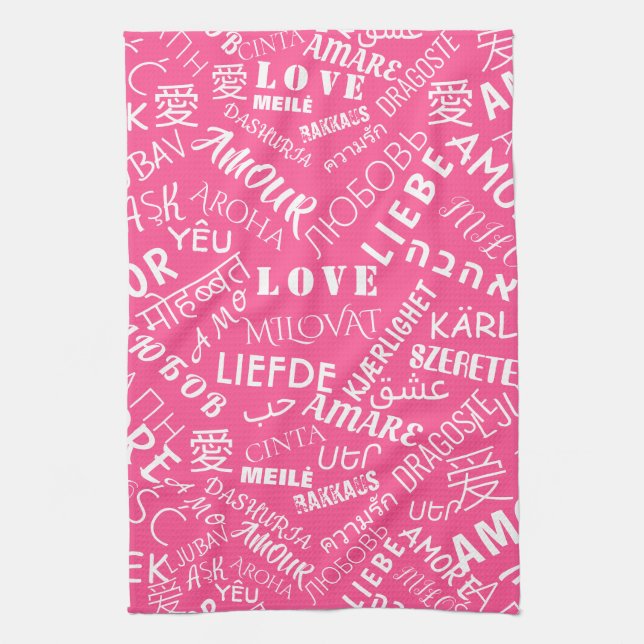 Amar la toalla de cocina de texto rosa o elegir co (Vertical)