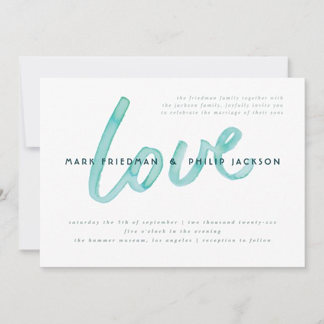 Amar las acuarelas modernas invitaciones a la boda (Anverso)