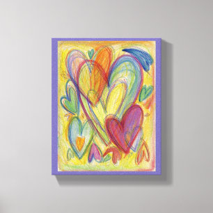 Amar los corazones arcoiris Pintando arte de tela