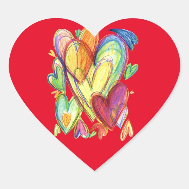 Amar los corazones curativos Decales de Pegatinas  (Anverso)