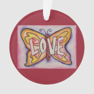 Amar mariposa Palabra Arte Regalo Ornamento de vac