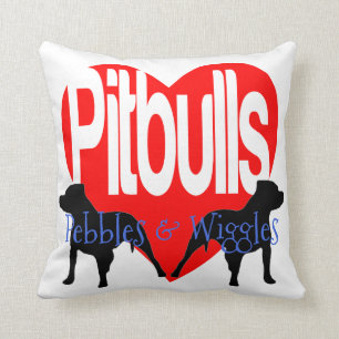 Amar mi almohada personalizada de dos perros Pitbu