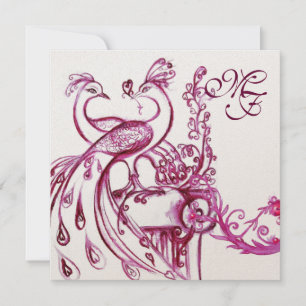 AMAR PEACOCKS MONOGRAM Invitaciones a la boda blan