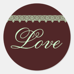 AMAR Pegatina Boda con encaje en chocolate y menta