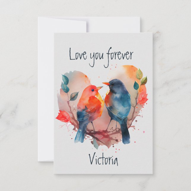 Amar Por Siempre Nombre Personalizado De Lovebirds (Anverso)