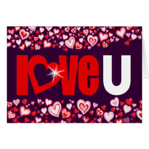 Amar U diamante corazón rojo y púrpura tarjeta