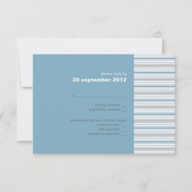 Amara Stripe Cornflower RSVP Invitación a tarjeta (Anverso)