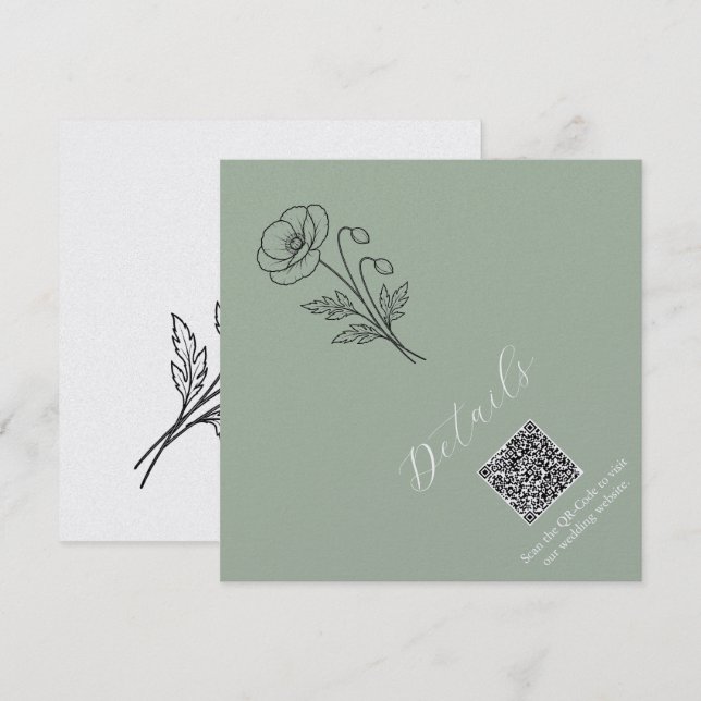 Amaranto Verde Salvia Detalles Código QR Tarjeta (Anverso / Reverso)