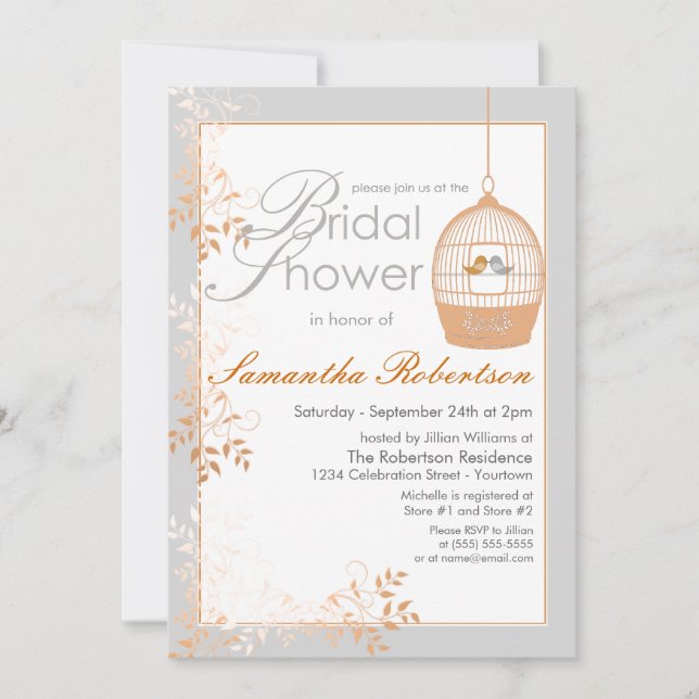 Amargos Amores Peach Bridal Shower Invitaciones (Anverso)