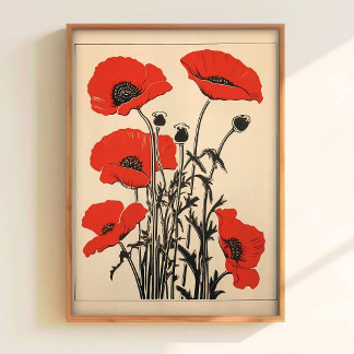Amarilla Imprimible Arte de Amapolas Vintage Impre