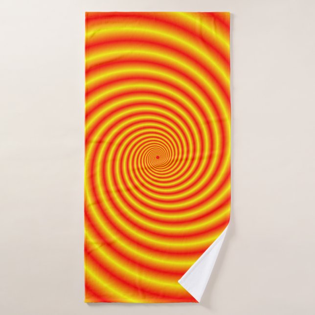 Amarillo a rojo a través de espiral Naranja (Toalla de baño)
