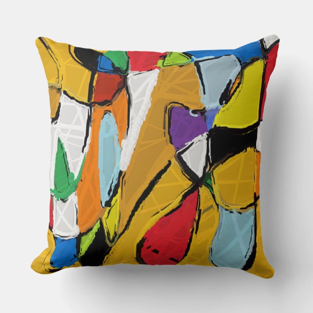 Amarillo Abstrato almohada de lanzamiento (Anverso)
