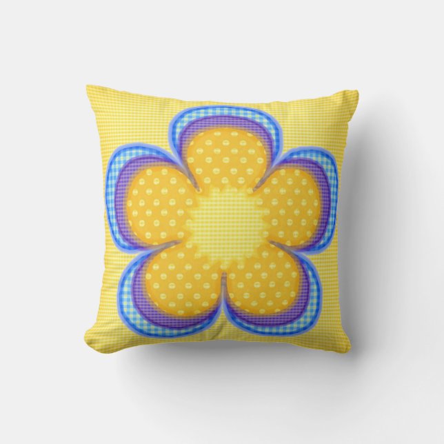 Amarillo audaz con almohadas Polkadots (Anverso)
