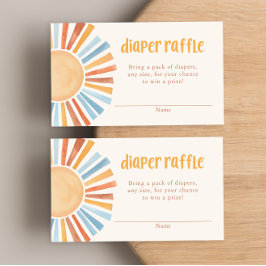 Amarillo azul sol boho tarjetas de rifa de pañales