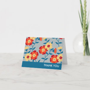 Amarillo, azul y tarjeta de nota floral moderna