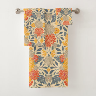 Amarillo cálido, Naranja y floral azul