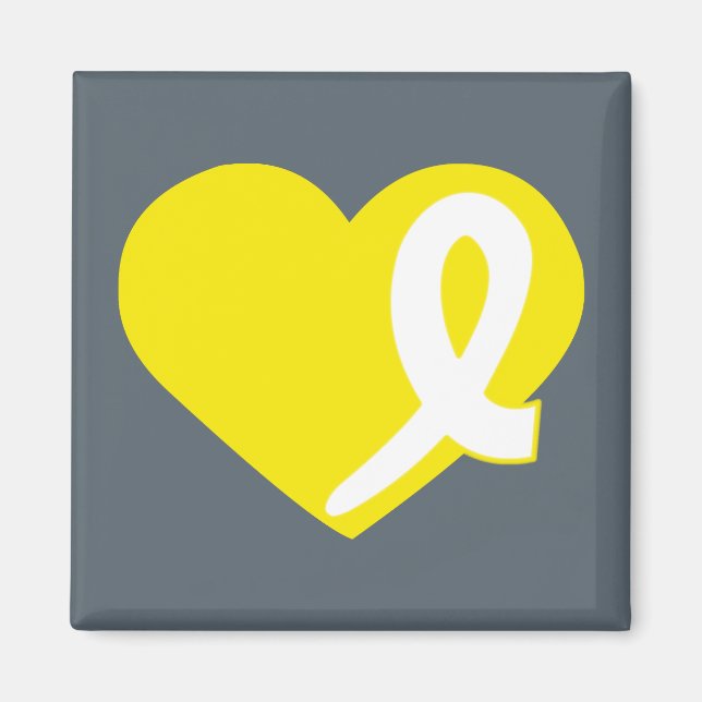 Amarillo Cáncer de vejiga Imán cuadrado de la cint (Frente)