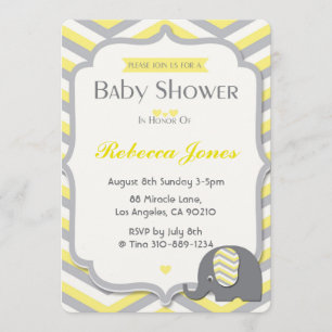 Amarillo Chevron de la invitación de Baby Shower