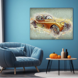 Amarillo clásico de coches deportivos Arte de auto