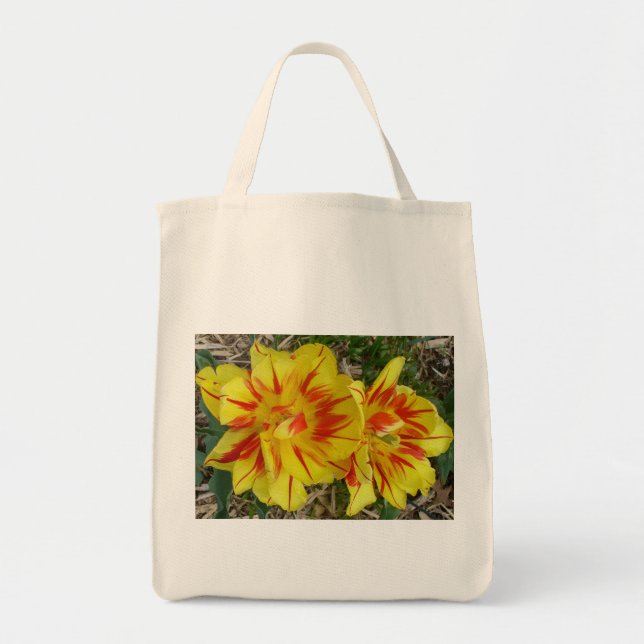 Amarillo con banda roja Flor Bolsa orgánica (Frente)