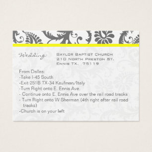 Amarillo con tarjetas de información de la boda de