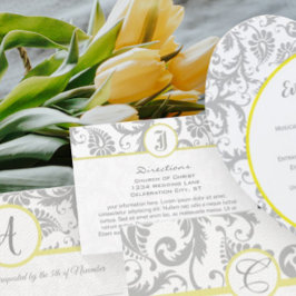 Amarillo con tarjetas de información de la boda de
