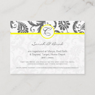 Amarillo con tarjetas de información de la boda de